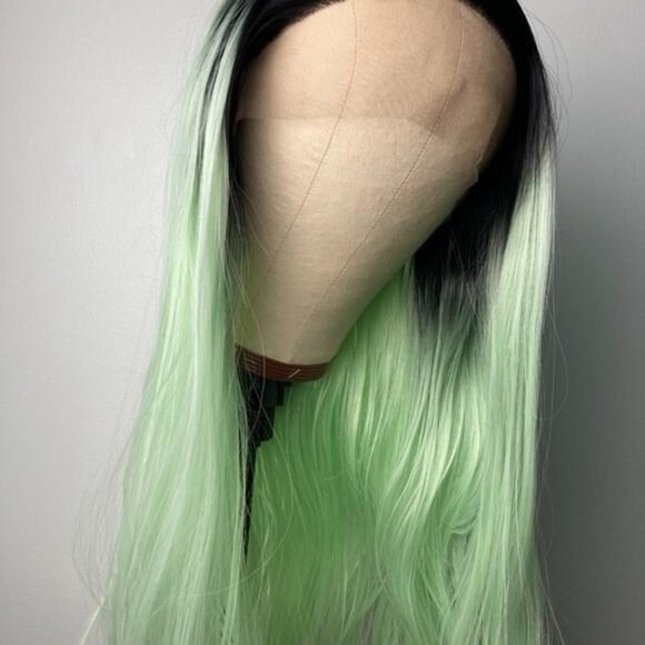 Black Rooted Green Wigs Lace Wig - Picture 5 of 10